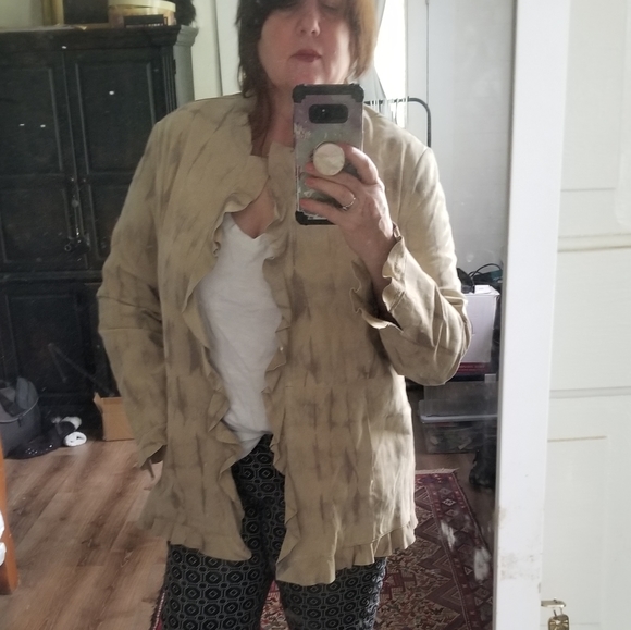 Chi by Falchi, XL size Boho distressed, stone-wash-style 100% suede jacket - Picture 2 of 11